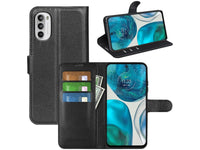 Lederhülle Karten Wallet Ledertasche Etui für Motorola Moto G52 in schwarz von Screenguard