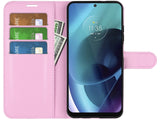 Lederhülle Portemonnaie Karten Ledertasche für Motorola Moto G71 5G in rosa von Screenguard