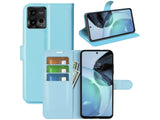 Lederhülle Karten Wallet Ledertasche Etui für Motorola Moto G72 in hellblau von Screenguard