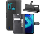 Lederhülle Portemonnaie Karten Ledertasche für Motorola Moto G8 Power Lite in schwarz von Screenguard