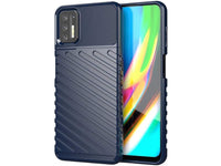 Moderne Design Hülle Cover für das Motorola Moto G9 Plus mit Stripes zum Schutz von Kratzern, Dellen, Display aus TPU Gummi in blau von Screenguard