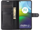 Lederhülle Karten Wallet Ledertasche Etui für Motorola Moto G9 Power in schwarz von Screenguard