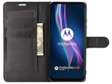 Lederhülle Karten Wallet Ledertasche Etui für Motorola One Fusion+ in schwarz von Screenguard