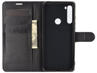 Lederhülle Karten Wallet Ledertasche Etui für Motorola One Fusion+ in schwarz von Screenguard