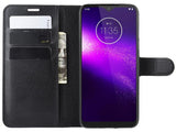 Lederhülle Karten Wallet Ledertasche Etui für Motorola One Macro in schwarz von Screenguard