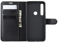 Lederhülle Karten Wallet Ledertasche Etui für Motorola One Macro in schwarz von Screenguard