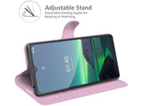 Lederhülle Karten Wallet Ledertasche Etui für Nokia 1.4 in rosa von Screenguard