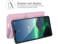 Lederhülle Karten Wallet Ledertasche Etui für Nokia 1.4 in rosa von Screenguard