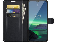 Lederhülle Karten Wallet Ledertasche Etui für Nokia 1.4 in schwarz von Screenguard