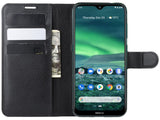 Lederhülle Karten Wallet Ledertasche Etui für Nokia 2.4 in schwarz von Screenguard