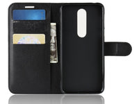 Lederhülle Karten Wallet Ledertasche Etui für Nokia 2.4 in schwarz von Screenguard