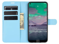 Lederhülle Karten Wallet Ledertasche Etui für Nokia 3.4 in hellblau von Screenguard