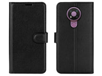 Lederhülle Karten Wallet Ledertasche Etui für Nokia 3.4 in schwarz von Screenguard