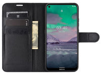 Lederhülle Karten Wallet Ledertasche Etui für Nokia 3.4 in schwarz von Screenguard