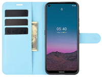 Lederhülle Karten Wallet Ledertasche Etui für Nokia 5.4 in hellblau von Screenguard