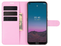 Lederhülle Karten Wallet Ledertasche Etui für Nokia 5.4 in rosa von Screenguard