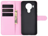 Lederhülle Karten Wallet Ledertasche Etui für Nokia 5.4 in rosa von Screenguard