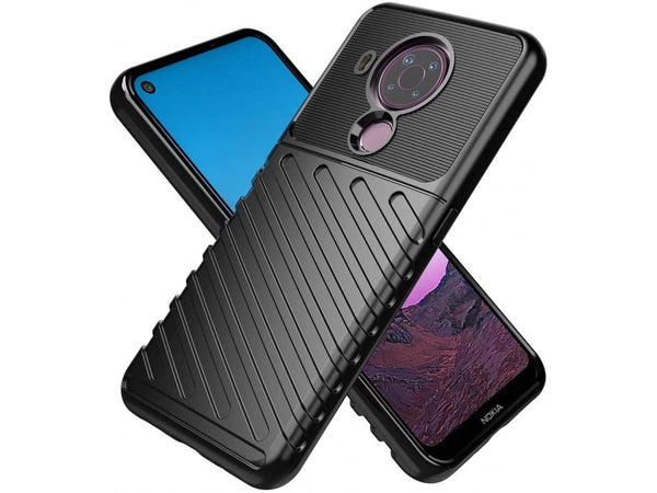 Moderne Design Hülle Cover für das Nokia 5.4 mit Stripes zum Schutz von Kratzern, Dellen, Display aus TPU Gummi in schwarz von Screenguard