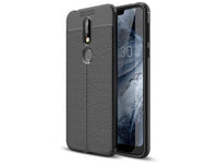 Soft TPU Case mit Design aus feinem veganen Leder für Nokia 7.1 stabil mit erhöhten Rändern und Kanten in schwarz von Screenguard