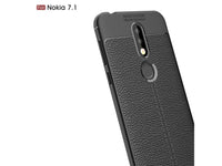 Soft TPU Case mit Design aus feinem veganen Leder für Nokia 7.1 stabil mit erhöhten Rändern und Kanten in schwarz von Screenguard