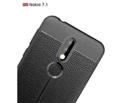 Soft TPU Case mit Design aus feinem veganen Leder für Nokia 7.1 stabil mit erhöhten Rändern und Kanten in schwarz von Screenguard