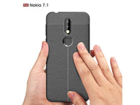 Soft TPU Case mit Design aus feinem veganen Leder für Nokia 7.1 stabil mit erhöhten Rändern und Kanten in schwarz von Screenguard