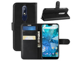 Lederhülle Karten Wallet Ledertasche Etui für Nokia 7.1 in schwarz von Screenguard