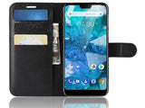 Lederhülle Karten Wallet Ledertasche Etui für Nokia 7.1 in schwarz von Screenguard