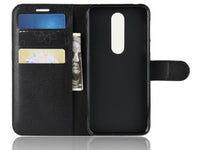 Lederhülle Karten Wallet Ledertasche Etui für Nokia 7.1 in schwarz von Screenguard