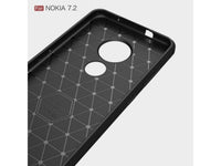 Flexible Handy Schutzhülle mit gebürster Carbon Textur auf der Rückseite für zum Schutz des Nokia 7.2  Display und Gehäuse Case in blau von Screenguard