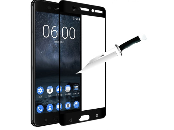 100% Fullscreen Curved Screen Protector Handy Display Schutz Glas für komplette Abdeckung des Nokia 8 Display in schwarz von Screenguard