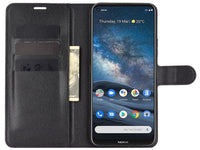 Lederhülle Karten Wallet Ledertasche Etui für Nokia 8.3 in schwarz von Screenguard