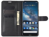 Lederhülle Karten Wallet Ledertasche Etui für Nokia 8.3 in schwarz von Screenguard