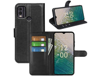 Lederhülle Karten Wallet Ledertasche Etui für Nokia C22 in schwarz von Screenguard