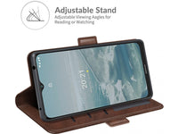 Veganes Flip Case Leder Etui Hülle mit Karten Fächer und Sichtfenster für Nokia G10 in mokka von Screenguard