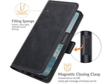 Veganes Flip Case Leder Etui Hülle mit Karten Fächer und Sichtfenster für Nokia G10 in schwarz von Screenguard