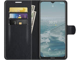 Lederhülle Karten Wallet Ledertasche Etui für Nokia G10 in schwarz von Screenguard