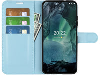 Lederhülle Karten Wallet Ledertasche Etui für Nokia G11 in hellblau von Screenguard