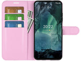 Lederhülle Karten Wallet Ledertasche Etui für Nokia G11 in rosa von Screenguard