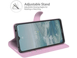 Lederhülle Karten Wallet Ledertasche Etui für Nokia G20 in rosa von Screenguard