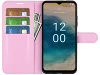 Lederhülle Karten Wallet Ledertasche Etui für Nokia G22 in rosa von Screenguard