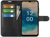 Lederhülle Karten Wallet Ledertasche Etui für Nokia G22 in schwarz von Screenguard