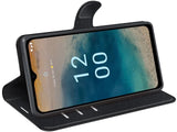 Lederhülle Karten Wallet Ledertasche Etui für Nokia G22 in schwarz von Screenguard