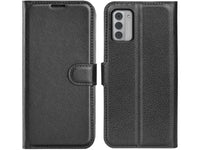 Lederhülle Karten Wallet Ledertasche Etui für Nokia G42 in schwarz von Screenguard