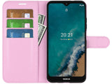 Lederhülle Portemonnaie Karten Ledertasche für Nokia G50 in rosa von Screenguard