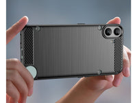 Flexible Handy Schutzhülle mit gebürster Carbon Textur auf der Rückseite für zum Schutz des Nothing CMF Phone 1  Display und Gehäuse Case in schwarz von Screenguard