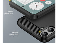 Flexible Handy Schutzhülle mit gebürster Carbon Textur auf der Rückseite für zum Schutz des Nothing CMF Phone 1  Display und Gehäuse Case in schwarz von Screenguard