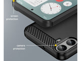 Flexible Handy Schutzhülle mit gebürster Carbon Textur auf der Rückseite für zum Schutz des Nothing CMF Phone 1  Display und Gehäuse Case in schwarz von Screenguard