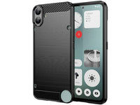 Flexible Handy Schutzhülle mit gebürster Carbon Textur auf der Rückseite für zum Schutz des Nothing CMF Phone 1  Display und Gehäuse Case in schwarz von Screenguard