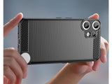 Flexible Handy Schutzhülle mit gebürster Carbon Textur auf der Rückseite für zum Schutz des Nothing CMF Phone 2 Pro  Display und Gehäuse Case in schwarz von Screenguard